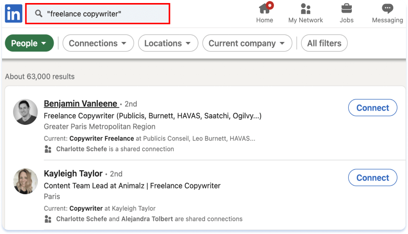 Enclose the phrase in quotation marks in the search bar